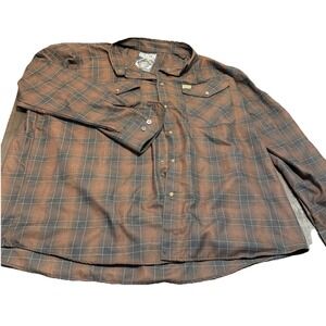 Dixxon Flannel Company CALICO‎ Mens 5XL Brown Black Plaid Pearl Snap Button Up